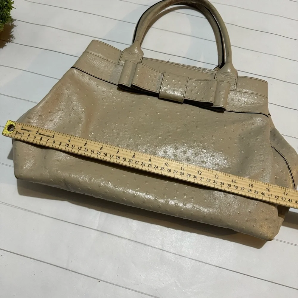 Kate Spade ♠️ Charm City Bow‎ Ostrich Leather Diehl Sidewalk Tote Bag Purse